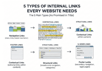 types of internal links in SEO, different kinds of internal links, internal link categories explained, navigation vs contextual internal links, essential internal link types