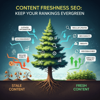 Content calendar showing regular update schedule and freshness optimization strategy