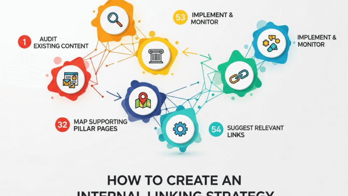Content map visualization showing topic clusters connected by strategic internal links