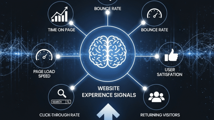 Website analytics dashboard showing user experience metrics like bounce rate and session duration
