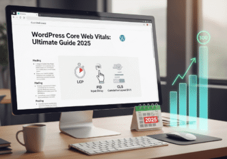 WordPress dashboard showing Core Web Vitals optimization plugin settings and results