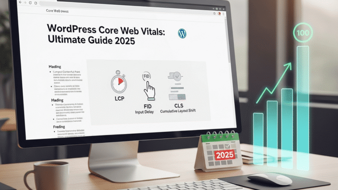 WordPress dashboard showing Core Web Vitals optimization plugin settings and results