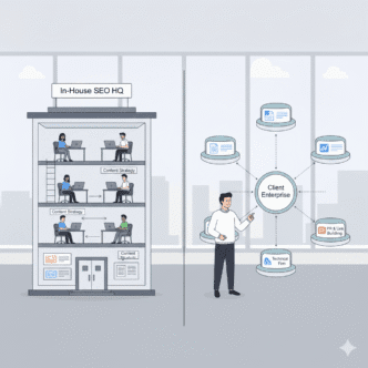 make an illustration on this idea: Enterprise SEO Team Structure: Building In-House Teams vs Agencies