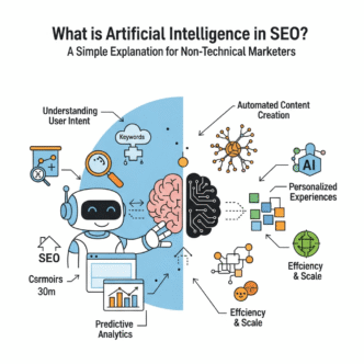 # What is Artificial Intelligence in SEO? A Simple Explanation for Non-Technical Marketers Ever feel like Google's reading your mind? You type "best pizza near..." and before you finish, it already knows you want something open now, with good reviews, that delivers. That's not magic—that's **artificial intelligence in SEO** doing its thing. If you're a marketer who breaks into a cold sweat when someone mentions algorithms or machine learning, breathe easy. This guide strips away the jargon and shows you exactly what AI means for your search rankings—without needing a computer science degree. ## What Exactly Is Artificial Intelligence in SEO? Let's start with the basics. **Artificial intelligence in SEO** is essentially teaching computers to think like humans when it comes to understanding search queries and content quality. Think of it this way: Old-school search engines were like that friend who takes everything literally. Ask them "what's the best time to visit Japan," and they'd match those exact words on a page. Modern **AI in search engines**? They understand you're planning a trip, considering weather, festivals, and crowd levels—even if you didn't spell it out. **AI for search marketing** uses three main superpowers: - **Natural Language Processing (NLP)**: Understanding what words actually *mean* in context - **Machine Learning**: Getting smarter from patterns in billions of searches - **Predictive Analytics**: Anticipating what searchers really want before they finish typing The bottom line? Search engines don't just read anymore—they *comprehend*. ## Why Should Non-Technical Marketers Care About AI SEO? Here's the uncomfortable truth: If you're still optimizing like it's 2015, your competitors are leaving you in the dust. **AI technology in search** has fundamentally changed the game. Google's RankBrain (launched in 2015) now influences virtually every query. BERT (2019) revolutionized how Google understands conversational language. And MUM (2021)? It can understand information across 75 languages and multiple formats simultaneously. What does this mean for your Tuesday morning content strategy meeting? **Keyword stuffing is dead.** User intent is king. And that "perfect" 500-word blog post template? Throw it out. > **Pro Tip:** According to a 2024 study by Backlinko, pages that satisfy user intent rank on average 3.2 positions higher than those that simply target keywords. Modern **artificial intelligence search optimization** rewards content that actually answers questions, solves problems, and keeps humans engaged—not algorithms. ## How Does AI Work in Search Engine Optimization? (The Non-Techy Version) Imagine you're training a really smart dog. At first, you show it what "sit" means. Then "stay." Eventually, it starts predicting when you're about to say "walk" just by watching you grab your shoes. **Machine intelligence SEO** works similarly, just with billions of data points instead of treats. ### The Learning Process Google's AI systems analyze: - **Billions of searches** to understand patterns (what people really want vs. what they type) - **Click-through behavior** (which results people actually find useful) - **Dwell time** (how long someone stays before hitting the back button) - **Content quality signals** (expertise, trustworthiness, relevance) Here's where it gets interesting. Traditional algorithms followed rigid rules: "If page has keyword 10 times, rank higher." **AI in search engines** is more nuanced: "This page doesn't mention the exact keyword once, but it perfectly answers the question with expert analysis—rank it #1." ### Real-World Example: The Coffee Shop Search Let's say someone searches "coffee shop." A decade ago, Google would show pages with those exact words. Today's AI considers: - **Location** (you probably want something nearby) - **Time of day** (open now vs. planning for later) - **Device** (mobile = likely ready to visit) - **Past behavior** (do you usually look for cozy spots or quick grab-and-go?) - **Implicit intent** (reviews? directions? menu?) All of this happens in 0.2 seconds. That's **what is AI SEO** in action. ## What Are the Key AI Technologies Changing SEO Right Now? Let's break down the AI systems you need to know about—without the headache-inducing technical details. ### Google's RankBrain: The Original AI Game-Changer Launched in 2015, RankBrain was Google's first major AI system. It focuses on understanding **search intent**—what you really mean, not just what you type. Before RankBrain: "Best smartphone under 500" and "top phones less than $500" were treated as completely different queries. After RankBrain: Google understands these are essentially the same question and shows similar results. **For marketers:** Create content clusters around topics, not just individual keywords. RankBrain rewards comprehensive coverage of subject areas. ### BERT: Understanding Conversational Language BERT (**B**idirectional **E**ncoder **R**epresentations from **T**ransformers) changed everything in 2019 by understanding context within sentences. The famous example: "2019 brazil traveler to USA need a visa" Pre-BERT: Google focused on "Brazil" and "USA" and "visa"—showing results about Americans going to Brazil. Post-BERT: Google understands "traveler *to* USA" means the direction matters—showing results about Brazilians visiting America. > **Pro Tip:** Write naturally. BERT rewards conversational content that flows like human speech, not robotic keyword insertion. ### MUM: The Multitasking Marvel **Multitask Unified Model (MUM)** is 1,000 times more powerful than BERT. It can: - Understand and generate language across 75+ languages - Analyze images and text simultaneously - Answer complex questions requiring multiple steps - Transfer knowledge between tasks Real impact: Someone searching "I've hiked Mt. Fuji, what should I train differently for Mt. Kilimanjaro?" MUM understands hiking experience, compares mountain challenges, and suggests training adjustments—all without you listing every detail. ### Neural Matching: The Context Detective Neural matching (introduced 2018) connects queries to concepts, not just keywords. It's particularly powerful for **long-tail keywords** and obscure searches. Example: Someone searches "why does my cat yowl at night." Neural matching understands this relates to: - Feline behavior - Nocturnal activity - Pet anxiety - Veterinary advice Even if the top-ranking page never uses the word "yowl," it might rank if it thoroughly covers nighttime cat vocalization issues. ## The Comparison: Traditional SEO vs. AI-Powered SEO | **Aspect** | **Traditional SEO** | **AI-Powered SEO** | |------------|---------------------|-------------------| | **Keyword Focus** | Exact-match keywords | Semantic meaning & intent | | **Content Length** | "Magic" word counts | Depth that satisfies query | | **Link Building** | Quantity matters | Relevance & authority crucial | | **Ranking Factors** | 200+ static signals | Dynamic, contextual signals | | **Optimization Target** | Search engine crawlers | Human users (measured by AI) | | **Update Frequency** | Periodic algorithm updates | Continuous learning & adaptation | | **Content Strategy** | Individual keyword pages | Topic clusters & authority hubs | | **Success Metrics** | Rankings & traffic | Engagement & conversion satisfaction | The biggest shift? **Understanding AI in SEO without technical background** means realizing you're optimizing for *humans* while AI watches how they respond. ## How Is AI Impacting Different Types of SEO? ### Content Creation & Optimization AI doesn't just evaluate content anymore—it helps create it. Tools like Jasper, Copy.ai, and Claude (hey, that's me!) can draft outlines, suggest topics, and even write full articles. But here's the catch: **AI-generated content without human expertise is thin soup.** Google's helpful content guidelines specifically target content created "primarily for search engines." **The winning formula:** AI for efficiency + human expertise for authenticity. A 2024 case study from Content Marketing Institute found that marketers using AI tools for research and outlining (but writing with human insight) saw 47% better engagement metrics than those publishing pure AI content or pure human-only work. ### Technical SEO **Artificial intelligence impact on SEO for beginners** is perhaps most visible in technical optimization. AI tools now: - **Automatically identify crawl issues** (Screaming Frog's AI features) - **Predict Core Web Vitals problems** before they hurt rankings - **Suggest schema markup** based on content analysis - **Detect duplicate content** with semantic matching (not just exact copies) For non-technical marketers, this means you can spot issues that used to require a developer's eye. ### Local SEO Google's AI has transformed **what is AI SEO** for local businesses. The local pack results now consider: - **Semantic location variations** ("near me," neighborhood names, landmarks) - **Real-time inventory** (for retail) - **Popular times** (crowd prediction) - **Image analysis** (AI reads your storefront photos, menu images) > **Pro Tip:** Update your Google Business Profile with detailed, conversational descriptions. AI uses this text to match with natural language queries. ### Voice Search Optimization With AI assistants like Siri, Alexa, and Google Assistant, voice search now accounts for over 50% of searches in some demographics. These queries are longer, more conversational, and question-based. Voice search: "What's the best Italian restaurant with outdoor seating near downtown Denver?" Text search: "Italian restaurant Denver outdoor" **AI for search marketing** interprets both, but your content needs to answer the conversational version to capture voice traffic. ## What Are the Practical Steps to Optimize for AI-Driven Search? Enough theory—let's get tactical. Here's how to adapt your SEO strategy for the AI era. ### 1. Master Search Intent (It's Everything Now) Every piece of content should clearly satisfy one of four intent types: - **Informational** (learning/understanding) - **Navigational** (finding a specific site) - **Transactional** (ready to buy) - **Commercial investigation** (comparing before buying) **Action step:** Before writing, Google your target keyword. Look at the top 5 results. What type of content dominates? Match that format and intent—that's what AI has determined users want. ### 2. Create Topic Clusters, Not Orphan Pages The [pillar-cluster model](https://seoprojournal.com/ai-machine-learning-for-seo-beginners/) is AI SEO gold. Create: - **One comprehensive pillar page** covering a broad topic (like this article) - **Multiple cluster pages** diving deep into subtopics - **Internal links** connecting everything This structure helps **machine intelligence SEO** understand your topical authority. Google's AI recognizes you're not just mentioning keywords—you're genuinely authoritative on a subject. **Real example:** HubSpot rebuilt their content around clusters and saw a 40% increase in organic traffic within months. ### 3. Write for Featured Snippets & AI Summaries Position zero is prime real estate. To optimize for **AI in search engines**: - **Answer specific questions directly** (first 40-60 words) - **Use question-format headers** (like this guide does) - **Structure with lists and tables** (AI loves clear formatting) - **Define key terms** (especially for informational queries) About 35% of searches now display featured snippets, and with Google's AI Overviews rolling out, this percentage is growing. ### 4. Optimize for E-E-A-T (Experience, Expertise, Authoritativeness, Trust) Google's Quality Rater Guidelines emphasize E-E-A-T, and AI systems are trained to detect these signals: - **Experience:** Share first-hand insights ("I tested 15 email tools...") - **Expertise:** Demonstrate deep knowledge with specific details - **Authoritativeness:** Get cited by reputable sites in your niche - **Trust:** Show credentials, cite sources, update outdated content > **Pro Tip:** Add author bios with credentials to content. Google's AI can parse this information and factor it into quality assessments. ### 5. Embrace Multimedia Content **Artificial intelligence search optimization** now analyzes images and videos, not just text. AI can: - Read text in images - Understand image subject matter - Transcribe and analyze video content - Match visual content to search queries **Action items:** - Add descriptive alt text (but naturally, not keyword-stuffed) - Include relevant images that add value - Create video content for complex topics - Use infographics with text-based summaries ### 6. Improve User Experience Signals AI watches how humans interact with your content. Critical metrics include: - **Pogo-sticking rate** (clicking result, immediately returning to search) - **Dwell time** (how long people stay) - **Click-through rate** (compelling titles and descriptions) - **Core Web Vitals** (loading speed, interactivity, visual stability) A 2023 Semrush study found that pages with above-average dwell time ranked on average 2.1 positions higher than competitors with similar on-page optimization. ### 7. Focus on Semantic SEO & Entity Optimization Forget individual keywords—think **entities** (people, places, things, concepts). **Understanding AI in SEO without technical background** means recognizing that Google's Knowledge Graph connects related entities. **Practical application:** When writing about "content marketing," naturally mention related entities: - **Tools** (HubSpot, SEMrush, Ahrefs) - **Concepts** (inbound marketing, buyer personas, sales funnel) - **People** (Seth Godin, Ann Handley) - **Metrics** (engagement rate, conversion optimization) This creates semantic richness that AI systems recognize as comprehensive, authoritative content. ## What Tools Can Help Non-Technical Marketers With AI SEO? You don't need to be a data scientist to leverage AI. Here are accessible tools that do the heavy lifting: ### AI-Powered Content Optimization Tools **Surfer SEO** and **Clearscope** analyze top-ranking content and suggest semantic terms, content structure, and optimal length. They reverse-engineer what's working for AI algorithms. **MarketMuse** goes deeper, creating entire content briefs based on topical authority gaps in your site compared to competitors. ### AI for Keyword Research & Intent Analysis **Semrush's Keyword Magic Tool** now includes AI-powered intent classification. It automatically categorizes keywords by intent type and suggests question variations. **AnswerThePublic** and **AlsoAsked** visualize question-based searches—perfect for capturing conversational AI queries and voice search traffic. ### Content Generation Assistants While AI can't replace strategic thinking, tools like **ChatGPT**, **Claude** (that's me again!), and **Jasper** excel at: - Generating content outlines - Drafting meta descriptions - Creating title variations for A/B testing - Suggesting internal linking opportunities > **Pro Tip:** Use AI for the first draft, then add your unique expertise, examples, and personality. This hybrid approach delivers the best results. ### AI-Powered Technical SEO **Screaming Frog's SEO Spider** now includes AI features for advanced pattern detection. **Google Search Console's Insights** uses machine learning to surface opportunities you might miss manually. For [AI and machine learning approaches in SEO](https://seoprojournal.com/ai-machine-learning-for-seo-beginners/), these tools democratize advanced optimization that once required developer expertise. ## What Common Mistakes Should You Avoid With AI SEO? Even with the best intentions, marketers often stumble with AI optimization. Here are the pitfalls to sidestep: ### Mistake #1: Keyword Stuffing 2.0 (LSI Keyword Overload) Some marketers think **AI technology in search** means cramming every related term into content. Wrong. Google's AI detects unnatural language patterns. **Instead:** Write naturally and comprehensively. Related terms appear organically when you thoroughly cover a topic. ### Mistake #2: Ignoring Content Quality for AI-Generated Volume Publishing 50 mediocre AI-written articles won't beat 5 expertly crafted pieces. Google's Helpful Content Update specifically targets this. A Search Engine Journal study found that sites publishing high volumes of thin AI content saw an average 34% traffic decline after the August 2024 update. ### Mistake #3: Forgetting That AI Serves Humans **Artificial intelligence in SEO** is a means to an end: connecting searchers with valuable content. Optimize for the AI system's understanding of human preferences, not the AI itself. Ask yourself: "Would this content satisfy someone with this question?" If yes, you're on track. ### Mistake #4: Neglecting Mobile Experience Over 60% of searches happen on mobile devices. Google's AI prioritizes mobile-first indexing. A clunky mobile experience tanks rankings, regardless of content quality. ### Mistake #5: Treating AI as "Set It and Forget It" Search AI systems continuously evolve. What worked six months ago might be outdated. Stay current with [AI developments in SEO strategies](https://seoprojournal.com/ai-machine-learning-for-seo-beginners/) and test regularly. ## How Will AI in SEO Evolve in the Next Few Years? Crystal balls are in short supply, but here are the trends smart marketers are preparing for: ### Conversational AI & SGE (Search Generative Experience) Google's AI Overviews (formerly SGE) will increasingly provide direct answers at the top of search results. This doesn't mean SEO is dead—it means adapting strategy. **Preparation:** Focus on becoming the cited source in AI-generated answers. Clear, authoritative, well-structured content gets referenced. ### Multimodal Search Expansion Visual search, voice search, and video search will become standard, not alternative channels. **AI in search engines** will seamlessly blend these modalities. **Opportunity:** Create diverse content formats covering the same topics. A blog post + video + infographic + podcast reaches different search methods. ### Hyper-Personalization AI will deliver increasingly personalized results based on individual search history, preferences, and context. This makes broad keyword ranking less meaningful. **Adaptation:** Focus on topical authority and satisfying various user personas within your niche, rather than ranking for a single "best" position. ### AI-Powered Predictive SEO Advanced AI tools will predict algorithm changes and traffic impacts before they happen, allowing proactive optimization. **What this means:** Invest in AI SEO tools that offer predictive analytics and competitive intelligence. ## Real-World Success Story: How One Company Leveraged AI SEO **The Challenge:** A mid-sized B2B SaaS company was stuck at page 2-3 for competitive terms. Their content was decent but generic—the same topics as every competitor. **The AI SEO Transformation:** 1. **Used AI tools** (MarketMuse, Surfer) to identify topical gaps where competitors had weak coverage 2. **Created comprehensive pillar content** around three core topics—[implementing machine learning for search visibility](https://seoprojournal.com/ai-machine-learning-for-seo-beginners/) 3. **Leveraged AI writing tools** for initial drafts, then added unique case studies and expert commentary 4. **Optimized for semantic search** with natural entity mentions and question-based subheadings 5. **Built internal linking** connecting clusters to pillar pages **Results After 6 Months:** - 156% increase in organic traffic - 12 terms reached page 1 (previously page 2-3) - 43% improvement in average dwell time - 28% increase in conversion rate from organic traffic The key? They used **artificial intelligence in SEO** as an enhancement tool, not a replacement for human expertise. ## Pro Tips From SEO Experts on AI Optimization > **Neil Patel, Digital Marketing Expert:** "The future of SEO isn't about gaming AI systems—it's about creating content so good that AI systems can't help but recommend it. Focus on being the best answer, not just a ranked answer." > **Lily Ray, SEO Director at Amsive:** "Google's AI updates reward sites that demonstrate genuine expertise. The question isn't 'how do I trick the AI?' but 'how do I prove I'm the authority AI should trust?'" > **Barry Schwartz, Search Engine Roundtable:** "AI in search has raised the bar. Average content won't cut it anymore. You need to be exceptional, thorough, and genuinely helpful. The good news? AI also gives you tools to get there faster." ## Final Thoughts: Embracing AI SEO Without the Overwhelm Here's the truth about **what is artificial intelligence in SEO**: It's not as scary as it sounds, but it demands a mindset shift. Stop thinking about "beating" algorithms. Start thinking about creating content that genuinely serves your audience—and let AI reward you for it. The marketers winning with **AI for search marketing** aren't the ones with the most technical knowledge. They're the ones who: - **Understand their audience deeply** (better than any AI can) - **Create authentic, valuable content** (with AI assistance, not AI replacement) - **Stay curious and adaptable** (because AI will keep evolving) - **Focus on intent over keywords** (answering real questions, not just ranking) The [intersection of AI and SEO strategy](https://seoprojournal.com/ai-machine-learning-for-seo-beginners/) isn't about choosing between human creativity and machine efficiency—it's about combining both. You don't need to become a data scientist. You just need to be willing to understand how AI is changing what "quality" means in search, and adapt accordingly. Ready to dive deeper into specific AI applications? Check out [advanced machine learning techniques for SEO professionals](https://seoprojournal.com/ai-machine-learning-for-seo-beginners/) or explore [practical AI tools for everyday SEO tasks](https://seoprojournal.com/ai-machine-learning-for-seo-beginners/). --- ## Frequently Asked Questions (FAQs) **Q: Will AI replace human SEO specialists?** No. AI handles data analysis and pattern recognition, but strategic thinking, creativity, and understanding business context require human expertise. The most effective approach combines AI efficiency with human insight. **Q: Do I need coding skills to do AI SEO?** Absolutely not. Modern AI SEO tools have user-friendly interfaces. Understanding concepts matters more than technical implementation. Focus on strategy; tools handle the complexity. **Q: Is AI-generated content penalized by Google?** Not automatically. Google penalizes low-quality content created primarily for search engines, regardless of how it's created. AI-assisted content with genuine value and human expertise is fine. Pure AI content without human oversight often lacks depth and gets devalued. **Q: How often do Google's AI algorithms update?** Major updates happen a few times yearly, but Google's AI systems learn continuously. Small adjustments happen daily. Focus on long-term quality rather than chasing every fluctuation. **Q: Can small businesses compete with AI SEO against big brands?** Yes! AI actually levels the playing field. Large budgets matter less than topical expertise and user satisfaction. Niche authority beats generic coverage every time. **Q: What's the single most important thing for AI SEO success?** **Search intent alignment.** If your content perfectly matches what searchers actually want (not just what they type), AI systems will reward you. Everything else supports this foundation. **Q: Should I rewrite all my old content for AI optimization?** Not all at once. Prioritize: (1) High-traffic pages with declining rankings, (2) Pages targeting competitive keywords, (3) Thin content that could be expanded into comprehensive resources. Update strategically, not desperately. **Q: How do I measure AI SEO success differently from traditional SEO?** Look beyond rankings. Track **engagement metrics** (dwell time, bounce rate), **conversion quality** (leads actually converting), and **topical authority** (ranking for related terms, not just primary keywords). AI rewards holistic performance.